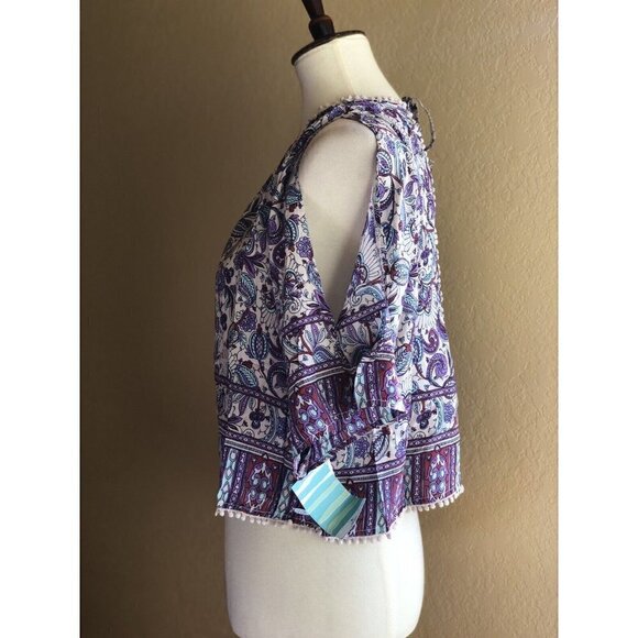 Rip Curl Women's Purple Blouse Floral Skyla Printed Shirt Top size S M - Picture 11 of 11